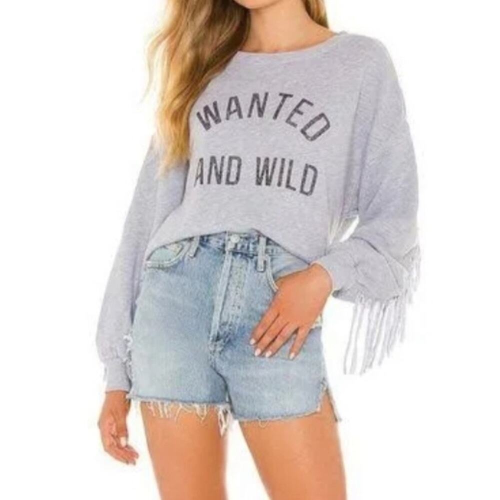 NWT Wildfox Ophelia raw fringe detail cut off sweatshirt - Picture 2 of 13